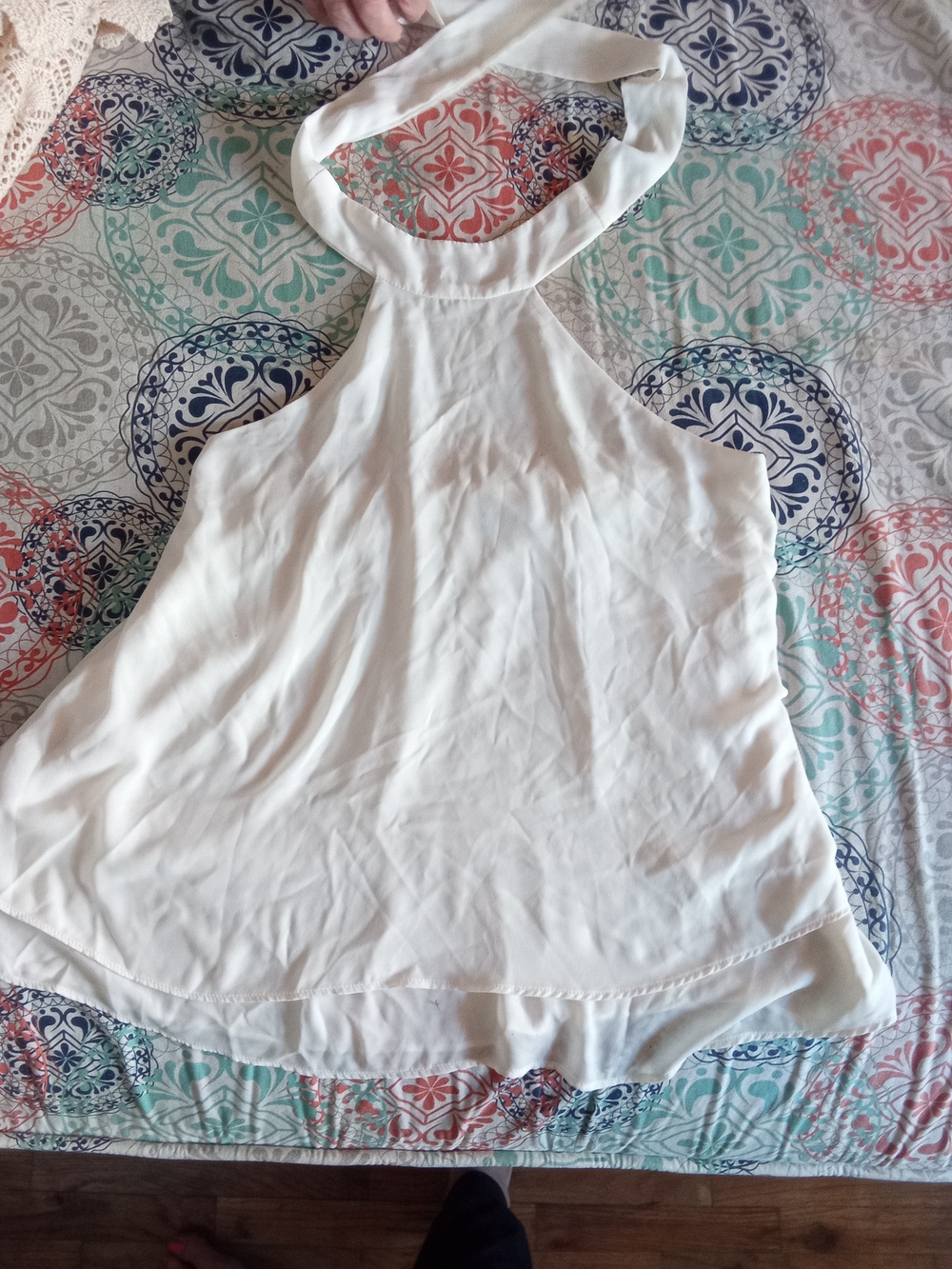 Sleeveless Cream Halter Tunic Top